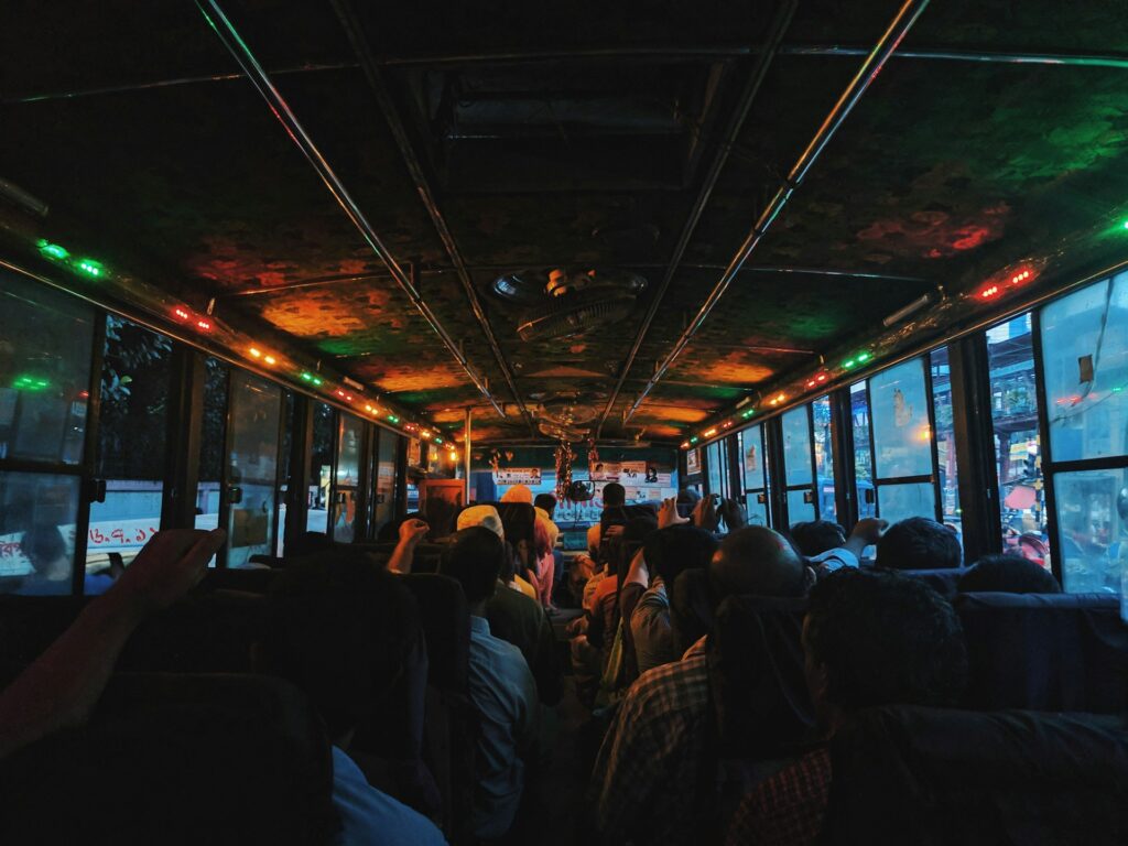 Party inside bus
